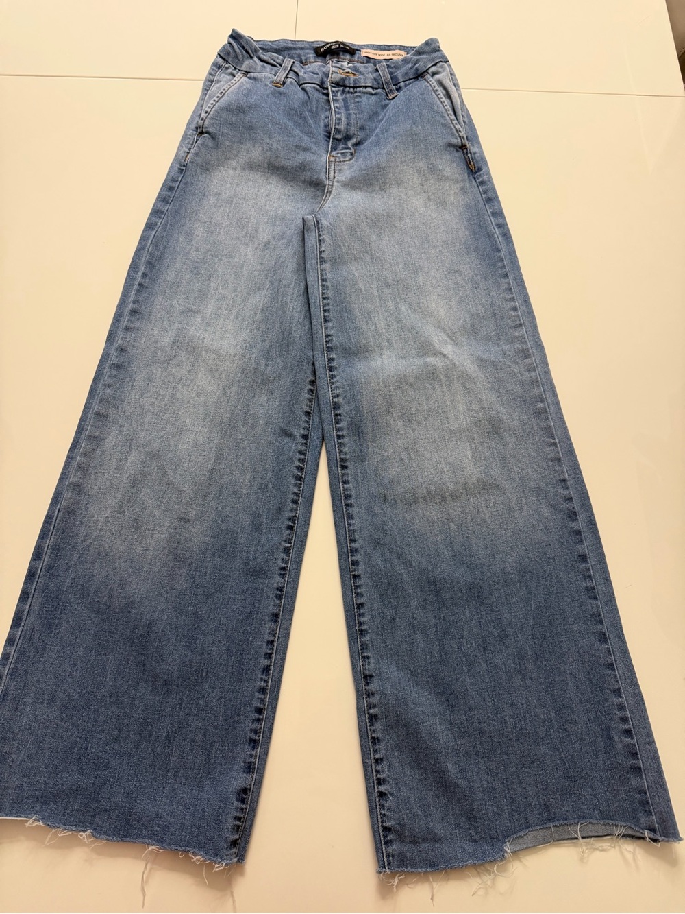 BCBGeneration Wide Leg High Rise Jeans - Light Blue Wash